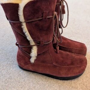 Earth Brown Suede Winter Boots with Cream Lining